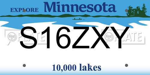 S16ZXY Minnesota License Plate