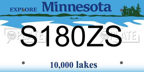 S180ZS Minnesota License Plate