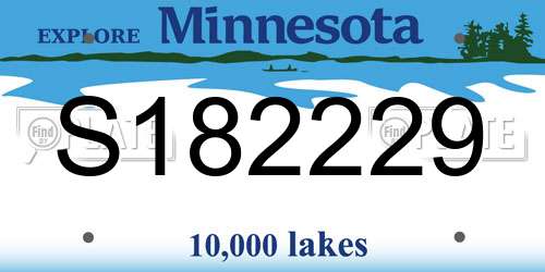 S182229 Minnesota License Plate