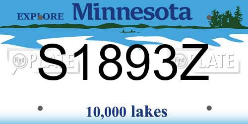 S1893Z Minnesota License Plate