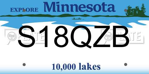 S18QZB Minnesota License Plate