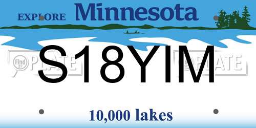 S18YIM Minnesota License Plate