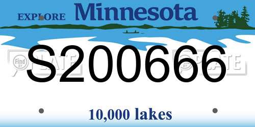 S200666 Minnesota License Plate