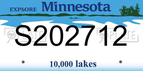 S202712 Minnesota License Plate