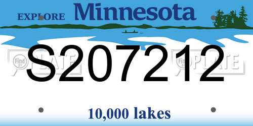 S207212 Minnesota License Plate