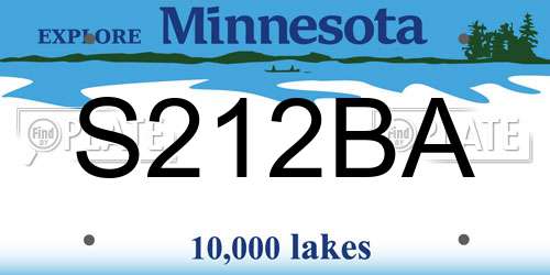 S212BA Minnesota License Plate