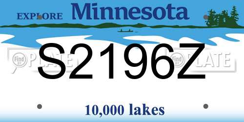 S2196Z Minnesota License Plate