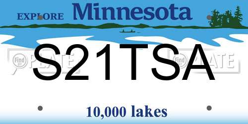 S21TSA Minnesota License Plate