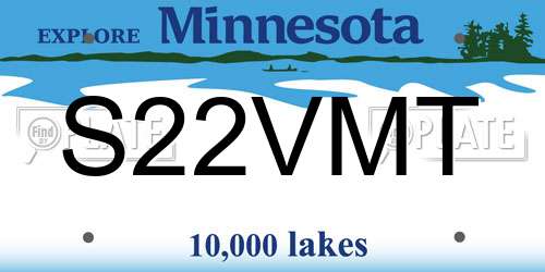 S22VMT Minnesota License Plate