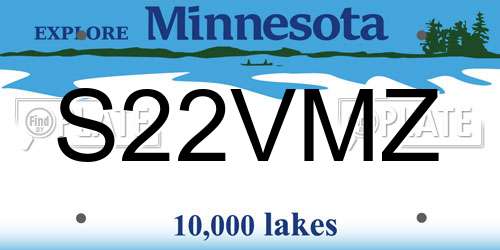 S22VMZ Minnesota License Plate