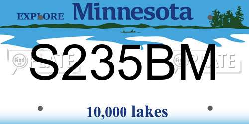 S235BM Minnesota License Plate