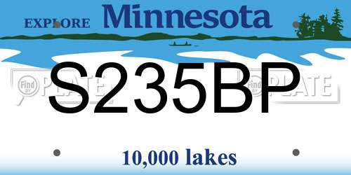 S235BP Minnesota License Plate