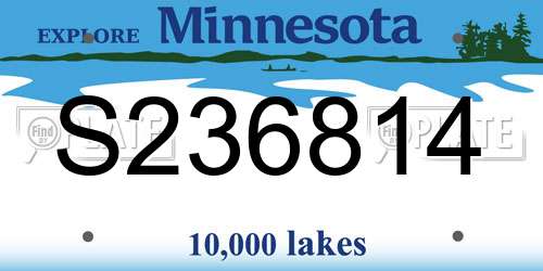 S236814 Minnesota License Plate