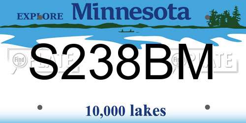S238BM Minnesota License Plate