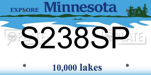 S238SP Minnesota License Plate