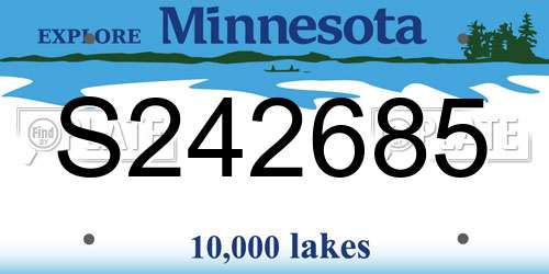 S242685 Minnesota License Plate