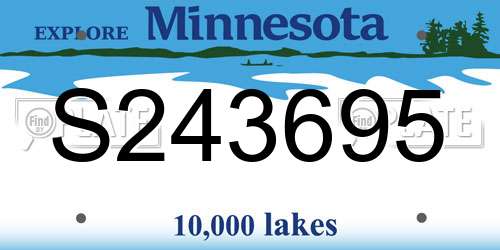 S243695 Minnesota License Plate