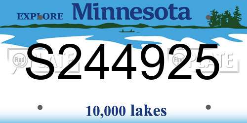 S244925 Minnesota License Plate