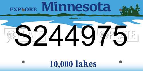 S244975 Minnesota License Plate