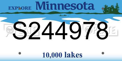 S244978 Minnesota License Plate