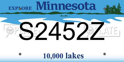 S2452Z Minnesota License Plate