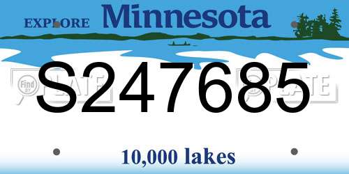 S247685 Minnesota License Plate