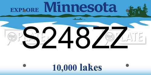 S248ZZ Minnesota License Plate