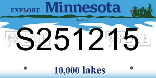 S251215 Minnesota License Plate
