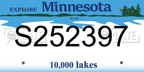 S252397 Minnesota License Plate
