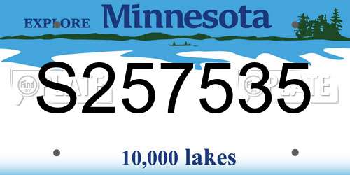 S257535 Minnesota License Plate