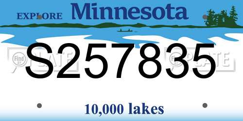 S257835 Minnesota License Plate