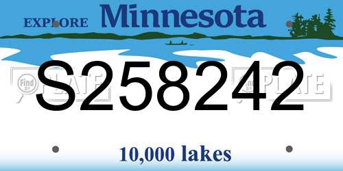 S258242 Minnesota License Plate