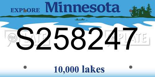 S258247 Minnesota License Plate
