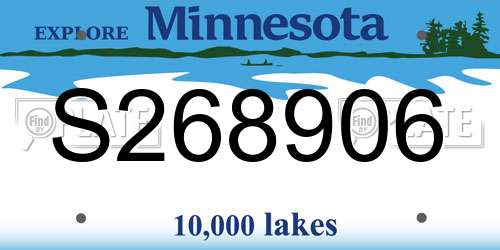 S268906 Minnesota License Plate