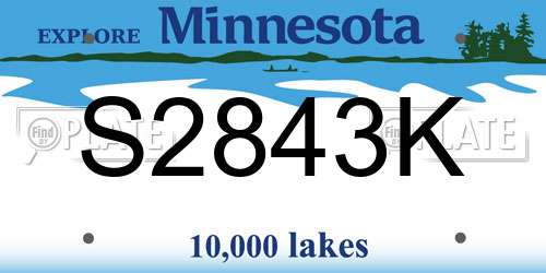 S2843K Minnesota License Plate