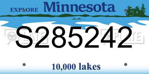 S285242 Minnesota License Plate