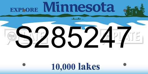 S285247 Minnesota License Plate