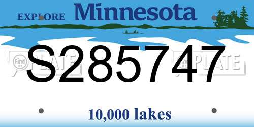 S285747 Minnesota License Plate