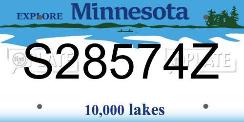 S28574Z Minnesota License Plate