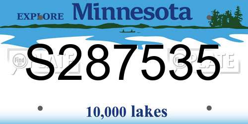S287535 Minnesota License Plate