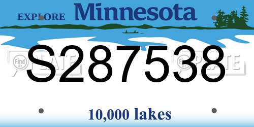 S287538 Minnesota License Plate