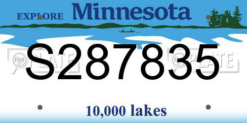 S287835 Minnesota License Plate
