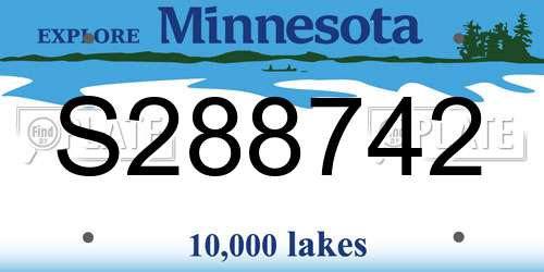 S288742 Minnesota License Plate