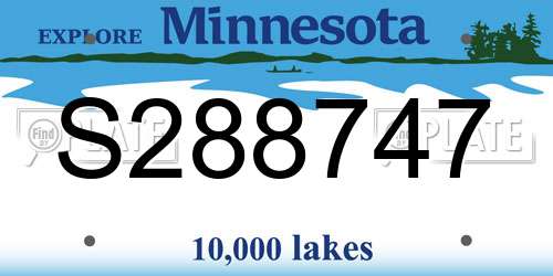 S288747 Minnesota License Plate