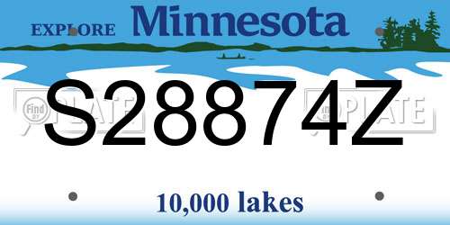 S28874Z Minnesota License Plate