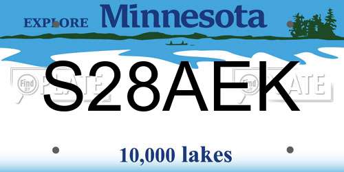 S28AEK Minnesota License Plate