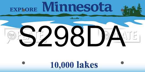 S298DA Minnesota License Plate