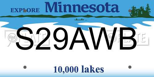 S29AWB Minnesota License Plate