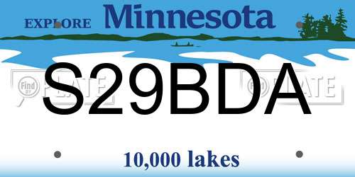 S29BDA Minnesota License Plate