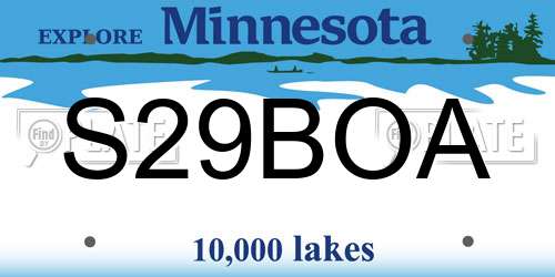 S29BOA Minnesota License Plate